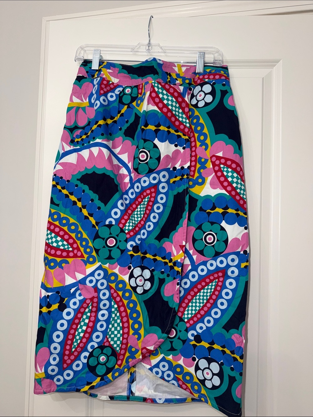 J. Crew Colorful Abstract Print Midi Skirt - Pink & Blue